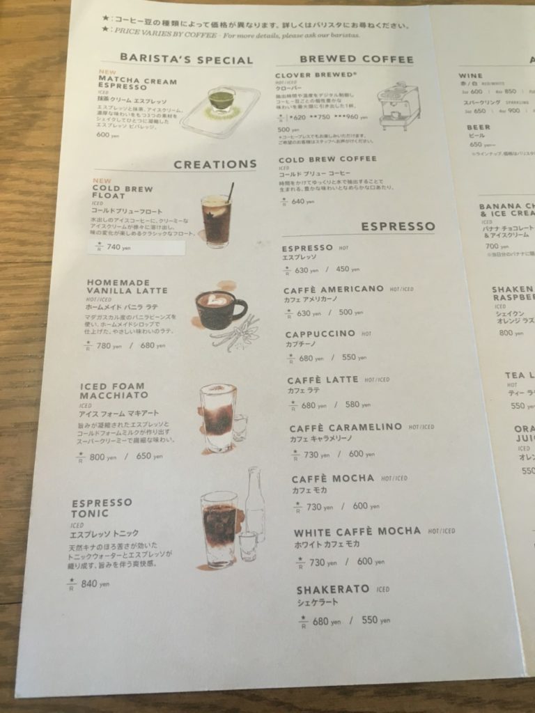 スタバメニュー