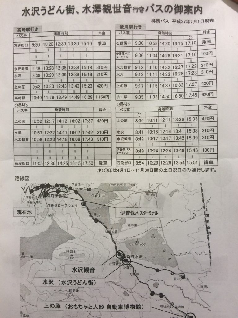 水沢うどん街バス時刻表