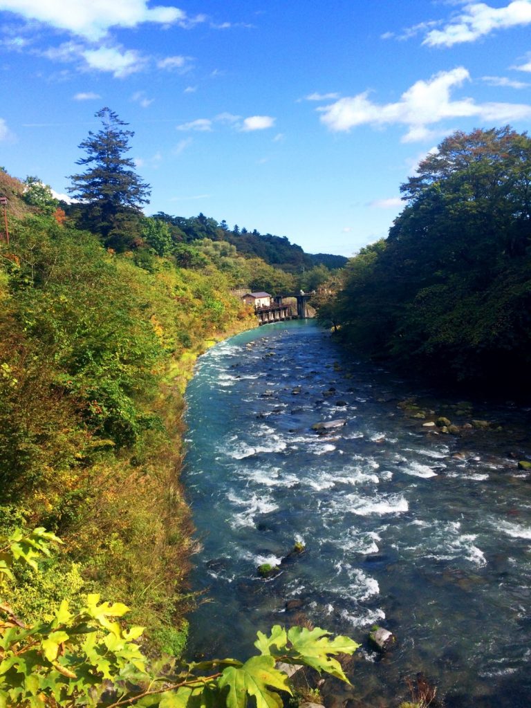 日光駅そばを流れる大谷川