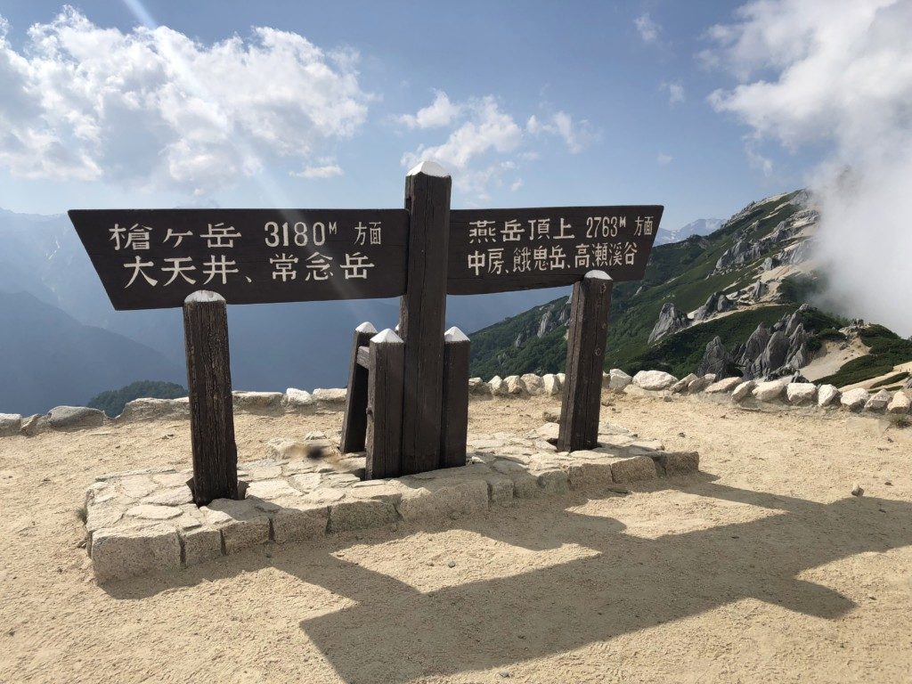 燕山荘の標識