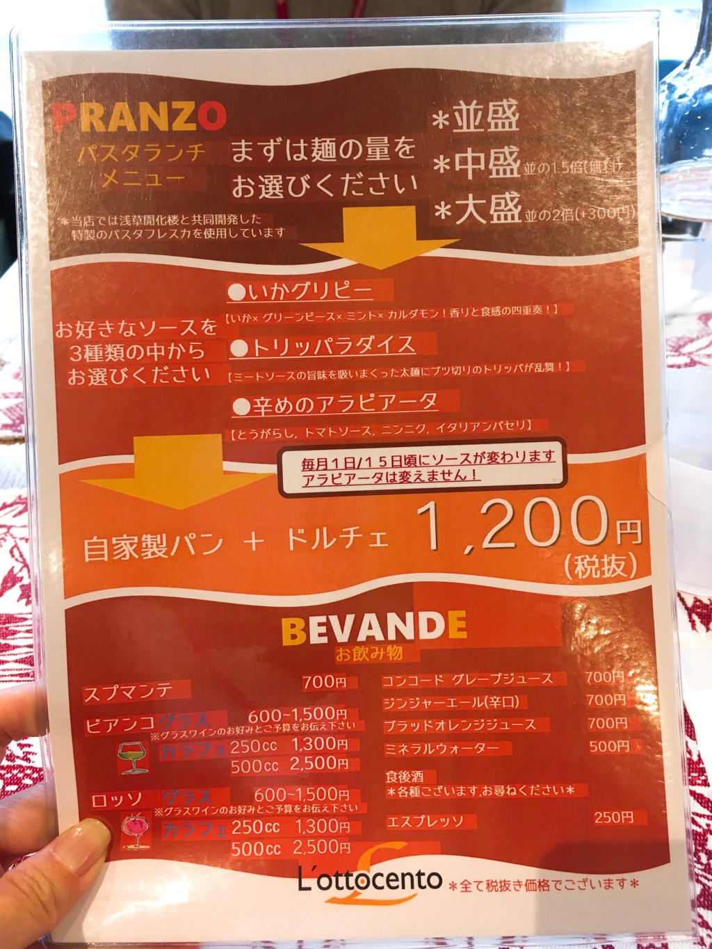 ロットチェントメニュー